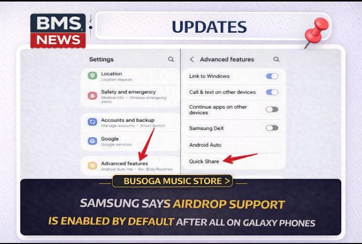 Samsung Says Airdrop Support is Enabled By Default After All on Galaxy Phones